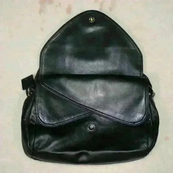 GIANI BERNINI Black Leather Crossbody Medium Purse Triple Compartment Envelope - Picture 12 of 14